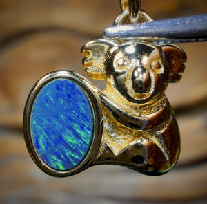 Sterling Silver Gold Plated - Australian Boulder Opal Doublet Pendant