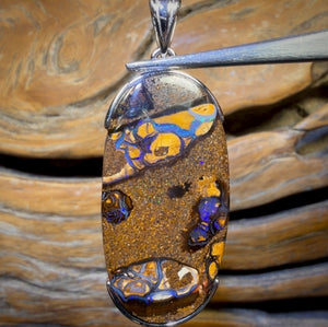 Sterling Silver - “witchetty grubs” Solid Tribal Boulder Opal Pendant UNISEX