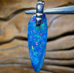 Unique Sterling Silver - Drilled Australian Boulder Opal Doublet Pendant - Opal Whisperers