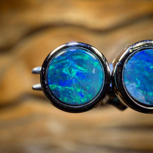 30% Off Card! Sterling Silver - Australian Boulder Opal Doublet Stud Earrings