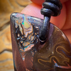 40 x 21mm - Drilled Tribal Queensland Boulder Opal Necklace