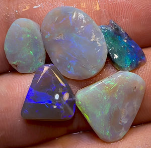 (Template) 17.9cts - 5x Lightning Ridge Light, Dark and Black Opal Rubs Parcel - Opal Whisperers
