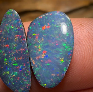 4.5cts - Australian Boulder Opal Doublet Pair. Half Price Special Galaxy Pattern - Opal Whisperers