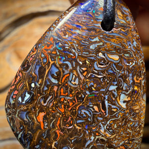 43 x 27mm - Drilled Tribal Queensland Boulder Opal Necklace