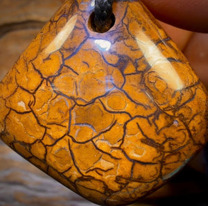 48-Hour VIP Crazy Offer 40 x 39mm - Drilled Boulder Opal Pendant w/ Eco Friendly Vegan Cord