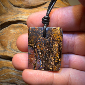 Bargain Card! 34 x 26mm - Drilled Tribal Queensland Boulder Opal Necklace