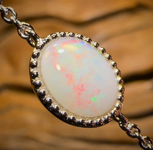 ALL NEW Medium Sterling Silver - Solid South Australian White Opal Bracelet