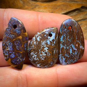 69.1cts - 3x Drilled Queensland Boulder Opals. BARGAIN Wholesale Parcel