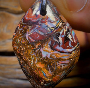34 x 23mm - Drilled Tribal Queensland Tribal Boulder Opal Necklace