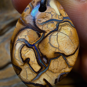 32 x 21mm - Blonde Tribal Art! Drilled Tribal Queensland Boulder Opal Necklace