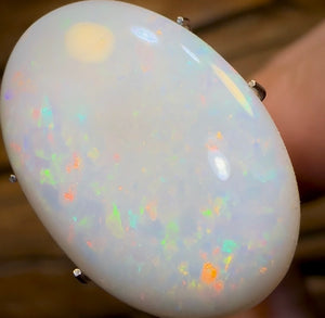 11.8cts - Traditional Oval Cut, South Australian White Opal from Coober Pedy - Opal Whisperers