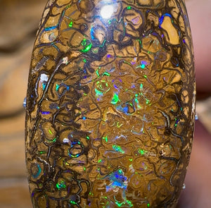 25.7cts - Electric Tan Tribal Australian Boulder Opal. Yowah Tribal - Opal Whisperers