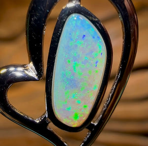Sterling Silver - Solid South Australian Crystal Opal Pendant - Opal Whisperers