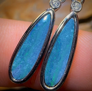 🔨 AUCTION 🔨 Sterling Silver - Australian Boulder Opal Doublet Hook Earrings