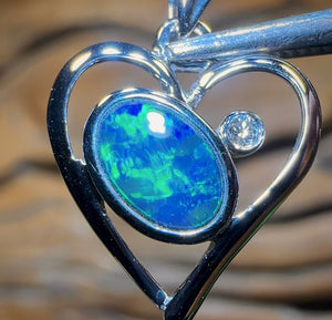 14k White Gold - Queensland Boulder Opal Doublet Pendant - Opal Whisperers