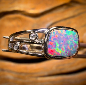 Sterling Silver - Queensland Boulder Unisex Opal Doublet Ring