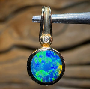 14k Yellow Gold - Queensland Boulder Doublet Opal Pendant - Opal Whisperers