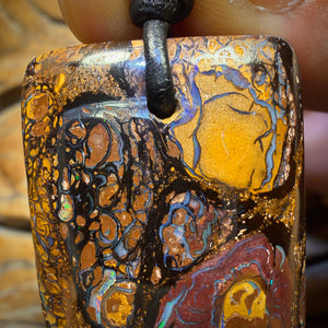 Bargain Card! 34 x 26mm - Drilled Tribal Queensland Boulder Opal Necklace