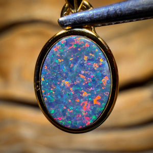 Wild Card! Sterling Silver Gold Plated - Queensland Boulder Opal Doublet Pendant