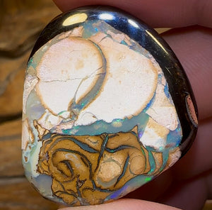 60.2cts - Yowah Nut “Porcelain Swan” White / Tan Tribal Opal. Australian Opal - Opal Whisperers