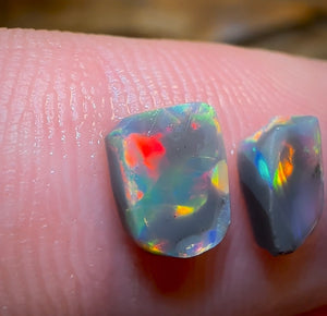 1.4cts - Top Top 3x Lightning Ridge Black Opal Rub Parcel Wonderful Color/Pattern Combo - Opal Whisperers