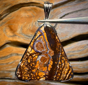 Daddy Rock Sterling Silver - UNISEX Large Solid Tribal Boulder Opal Pendant