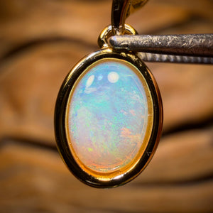 WILD CARD! Sterling Silver Gold Plated - Solid South Australian Crystal Opal Pendant