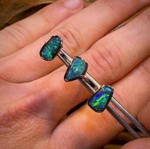 14k Gold - Solid Queensland Boulder Opal Ring and Earring Set