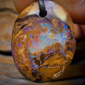 26 x 21mm - Drilled Queensland Boulder Opal Necklace