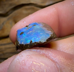 30.1cts - Australian Boulder Opal Rough Preform. Natural Split - Opal Whisperers