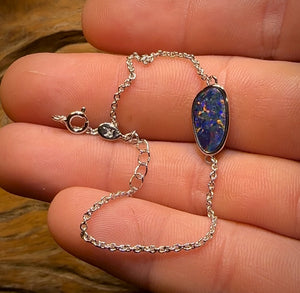 ALL NEW Sterling Silver - Australian Boulder Doublet Opal Bracelet