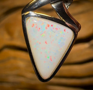 Sterling Silver - Solid South Australian White Opal Pendant