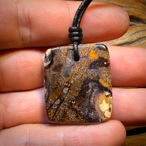 30 x 26mm - Drilled Queensland Boulder Opal Kernel Necklace