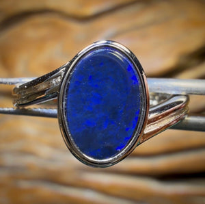 Sterling Silver - Queensland Boulder Opal Doublet Ring BARGAIN