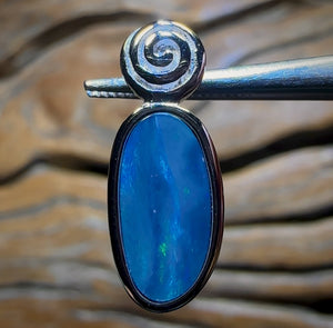 Sterling Silver - “Sea Shell”Queensland Boulder Opal Doublet Pendant