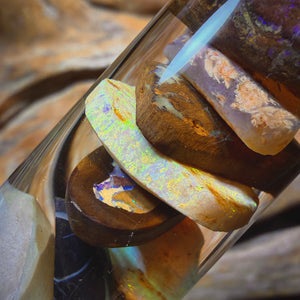 Dad Card! 127cts - Vial of Mixed Australian Boulder Opal Rough and Rubs