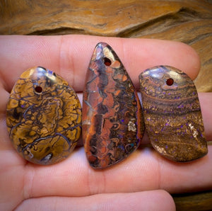 116.1cts - 3x Drilled Queensland Boulder Opals. Wholesale Parcel