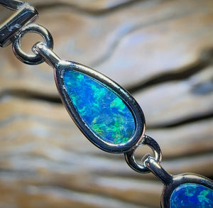 Sterling Silver - Australian Boulder Doublet Opal Bracelet