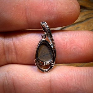 Sterling Silver - Top Blue / Green Australian Boulder Opal Doublet Pendant, Good Size