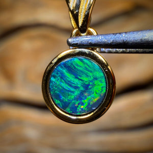 Bargain Card! Sterling Silver Gold Plated - Queensland Boulder Opal Doublet Pendant