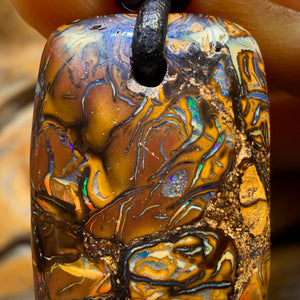 Dad Card! 26 x 17mm - Drilled Tribal Queensland Boulder Opal Necklace