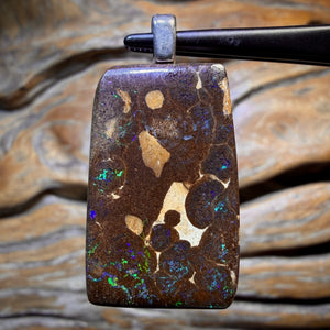Wild Card! Solid Queensland Boulder Opal Pendant