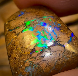 22.1cts - “Digital Script” Queensland Boulder Opal from Yowah. Metallic Green!