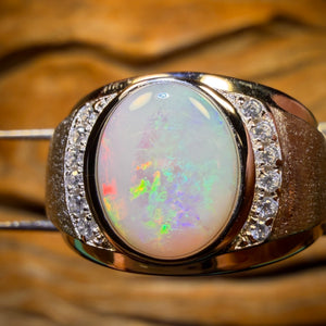 Sterling Silver - UNISEX South Australian White Opal Ring