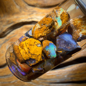 57cts - Jar of Yowah Nut Opal Rough w/ Fossil Opal