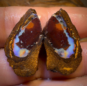 47.1cts - Yowah Nut Partial Crystal Centre Rough Specimen Pair