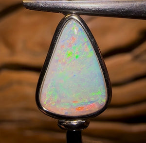 Sterling Silver - Solid South Australian Crystal Opal “Key to my Heart” Pendant