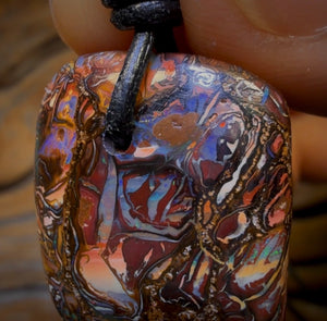 26 x 22mm - Drilled Tribal Queensland Boulder Opal Necklace
