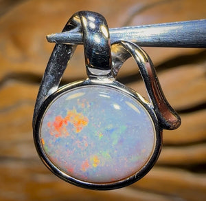 Sterling Silver - Solid South Australian Dark Opal Pendant