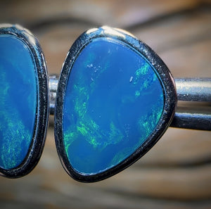 Sterling Silver - “Water Dreaming” Australian Boulder Opal Doublet Stud Earrings Half Price Special